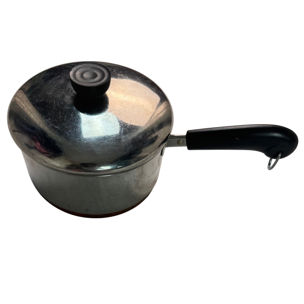 Vintage Revere Ware 2 Qt Copper Bottom Saucepan with Lid Made in USA 96h